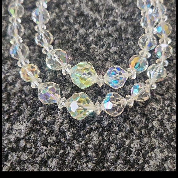 Vintage Double Strand Iridescent Crystal Necklace - Picture 3 of 10